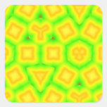 Green pattern with yellow square and triangle square stickers
