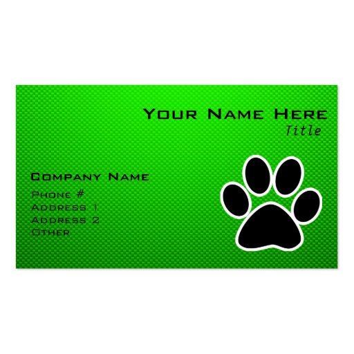 Green Paw Print Business Card