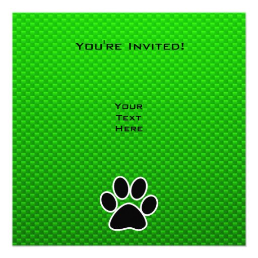 Green Paw Print Invite