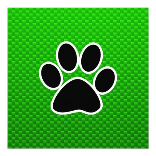 Green Paw Print Invite