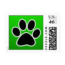 Green Paw Print Postage