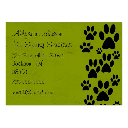 Green Paws Business Cards (front side)