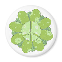 Green Peace Flower magnets