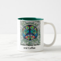 Green Peace, Green Peace, Love, and Coffee Coffee Mug