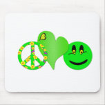 Green Peace Love Happiness Mouse Pads
