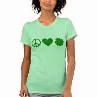 Green Peace Love & Shamrocks T Shirts