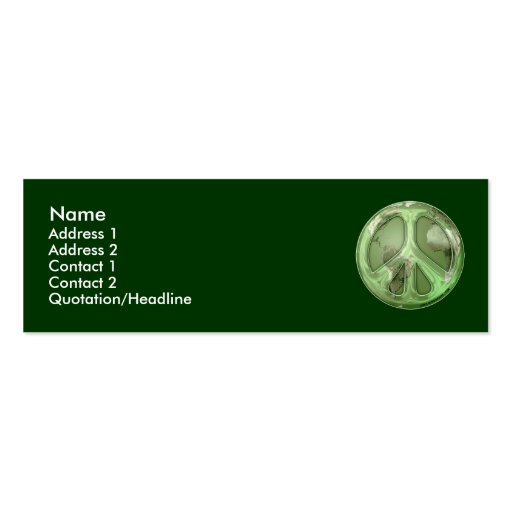 Green Peace on Earth Profile Card Business Card Templates (front side)