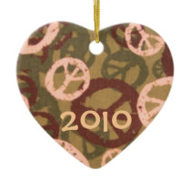 Green Peace Signs/Heart Design Ornament