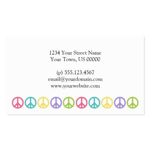 Green Peace Symbol Business Card (back side)