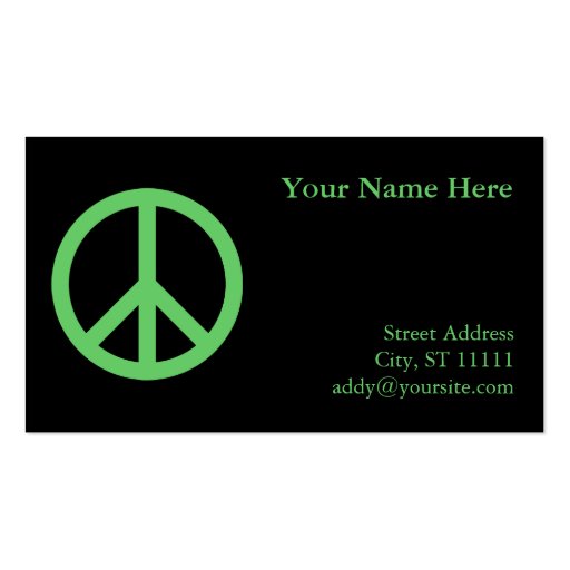 Green Peace Symbol Business Card (front side)