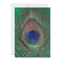 Green Peacock Feather Invitation