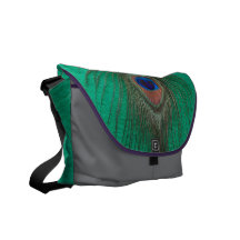 Green Peacock Feather Messenger Bag