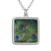 Green Peacock Feather Necklaces