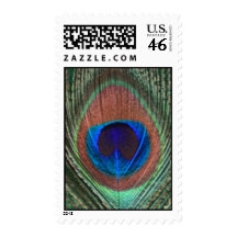 Green Peacock Feather Postage