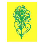 Green Peacock Feather Postcard