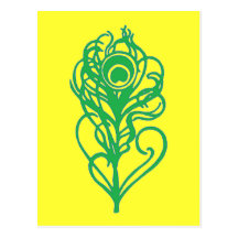 Green Peacock Feather Postcard
