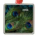 green Feather Peacock Christmas Ornament
