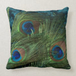 Green Peacock Feather Throw Pillow