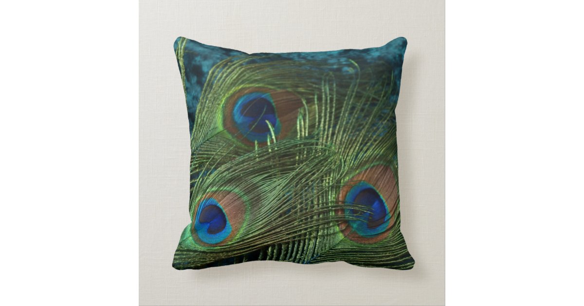 Green Peacock Feather Throw Pillow Zazzle