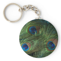 Green Peacock Feathers Key Chains