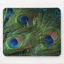 Green Peacock Feathers Mouse Pad