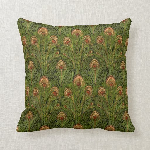 Green Peacock Feathers Throw Pillow Zazzle