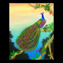 Green Peacock Poster posters