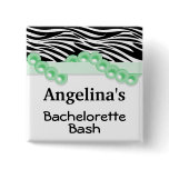 Green Pearls And Ribbon Guest Party Favor Pin