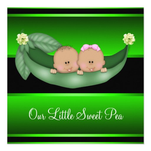 Green Peas In A Pod African American Gender Reveal Custom Announcement