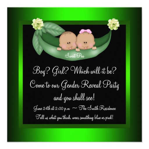 Green Peas In A Pod African American Gender Reveal Custom Announcement