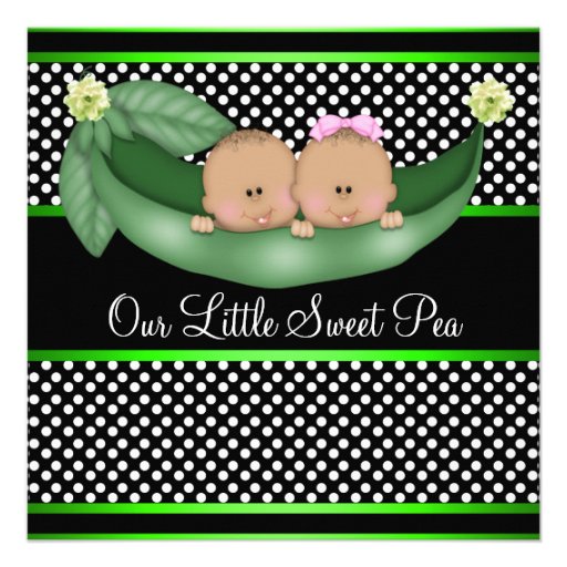 Green Peas In A Pod African American Gender Reveal Personalized Invitations