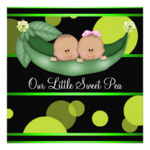 Green Peas In A Pod African American Gender Reveal Custom Invitations