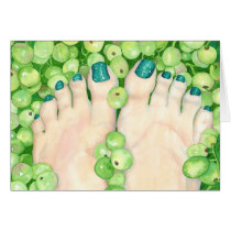 Green Pedicure Greeting Cards