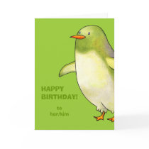 Green Penguin Greeting Card(customizable)