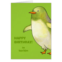 Green Penguin Greeting Card(customizable) cards