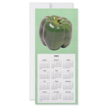 Green Pepper Telephone and Calender card Custom Rack Cards