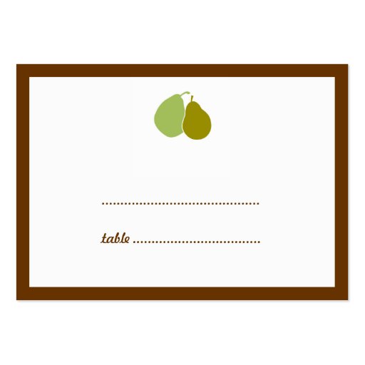 Green perfect pear wedding escort seating card business cards (front side)