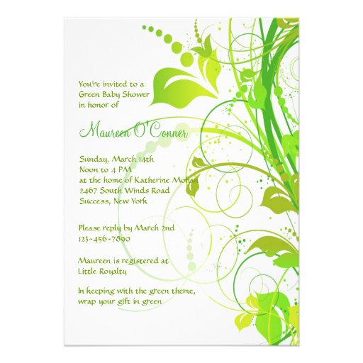 Green Persuasion Baby Shower Invitation (front side)