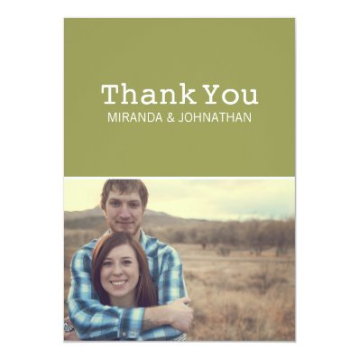Green Photo Wedding Thank You Cards