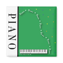 Green Piano Square Magnet