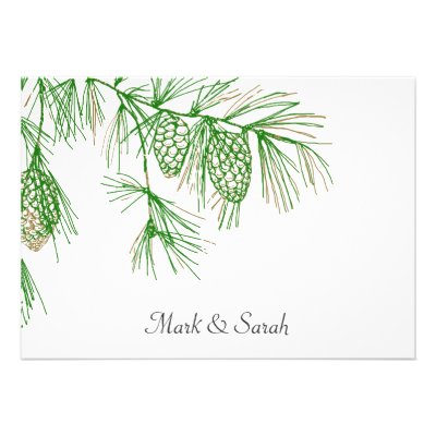 Green Pine Boughs  Wedding Invitation