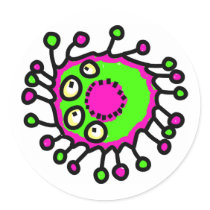 Green & Pink Cartoon Germ stickers