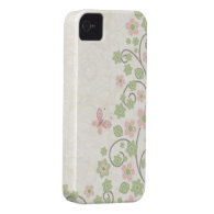 Green pink floral pattern stylish iphone 4 case