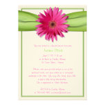 Green Pink Gerbera Daisy Bridal Shower Invitation