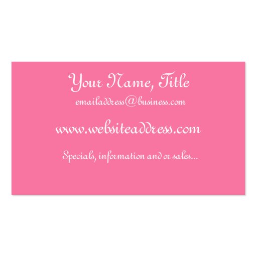 Green & Pink Girly Boutique Chic Business Cards (back side)