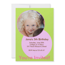 Green & Pink Invitation Photo  Card