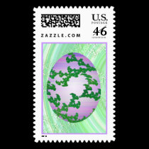 Green Pink & Purple Painted Egg postage
