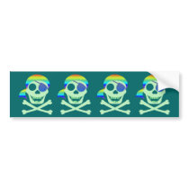 Green Pirate Skull Bumpersticker Bumper Sticker