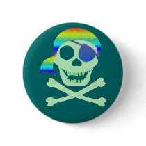 Green Pirate Skull Buttons