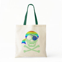Green Pirate Skull Canvas Bags